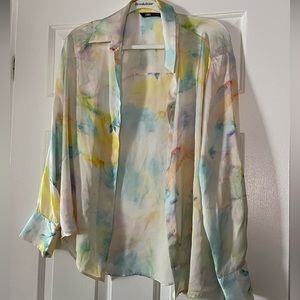 Zara multi color silk button up shirt. only worn once!